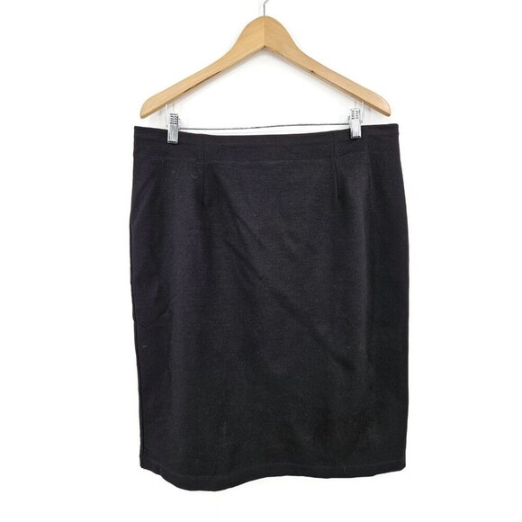 New Eileen Fisher Black Pencil Skirt Womens XL Viscose Stretch Ponte
